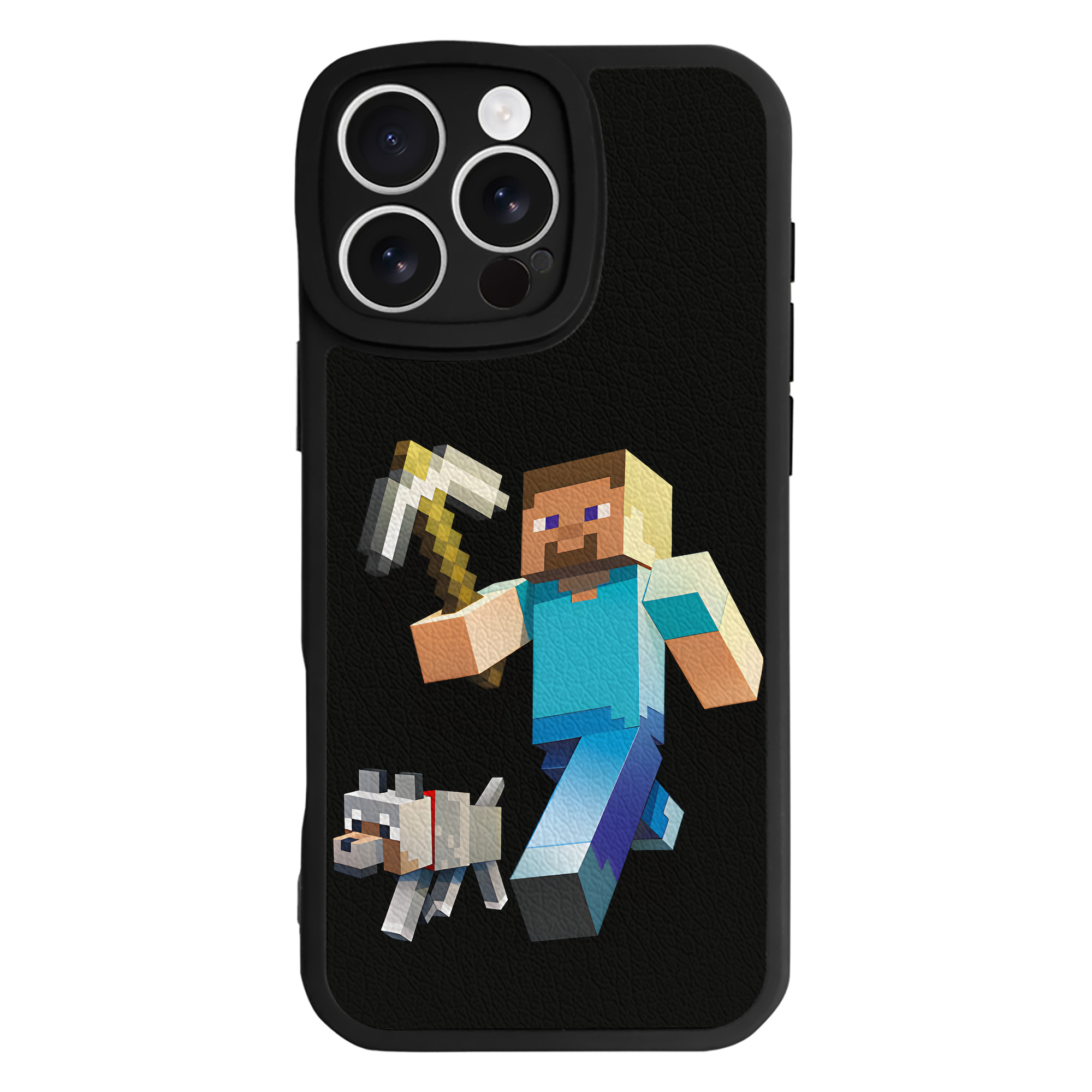（画像用） マインクラフト ブロックの世界 Minecraft MC Block world 【iPhone 16シリーズ対応】シリコンスマホケース（レザー調） 材質：シリコン